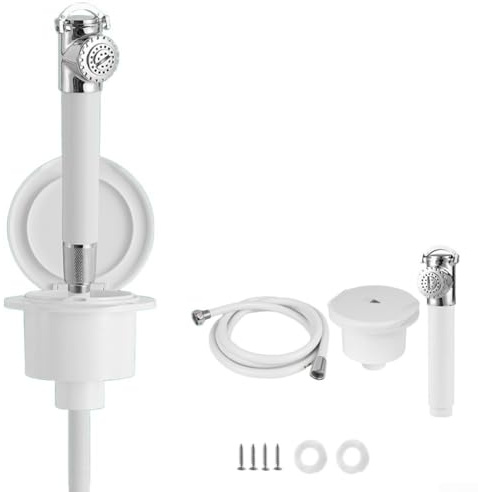 Sistema de cabezal de ducha retráctil para barco con sello de humedad, elementos de acero inoxidable e integridad de manguera de PVC (2,5 m)