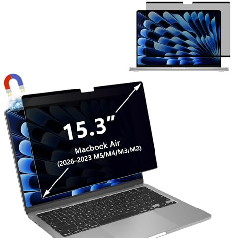 YealRed for Macbook Air 15-inch Privacy Screen Protector, Magnetic | MacBook Air 15-inch (2026–2023 M5/M4/M3/M2), Mac Laptop Privacy Screen 15.3, Removable Screen Protector