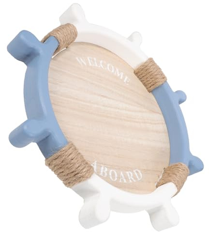 BATHVEVE Vassoio e Tema Mare Costiero a Forma di Timone in Legno Facile da Usare e Pulire Design Rustico la Casa per Servire Tè o