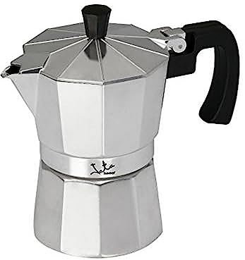 Jata CCA3 - Cafetera Italiana de Aluminio, Capacidad 3 Tazas, Apta para Todo Tipo de Cocinas Salvo inducción