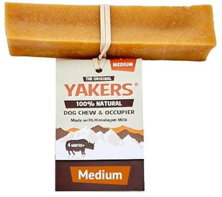 YAKERS Natural Chews for Dogs, Original, Medium (Pack of 1) - Natural Dog Treats & Occupier Chews - Dry Himalayan Dog Chew Bar, Durable and Healthy Dog Chew, Natural Dog Chews & Dog Treats