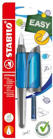 STABILO Ergonomic School Fountain Pen EASYbuddy - Left Handed - Dark Blue/Light Blue