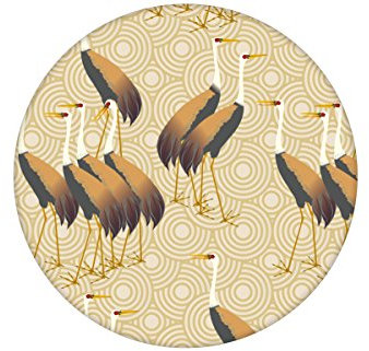 Gelbe Vogel Tapete Kraniche des Ibykus mit asiatischen Kranichen angepasst an Little Greene Farben, edle Asien Vliestapete (um halb hoch zu tapezieren H: 1,5m B: 46.5cm)