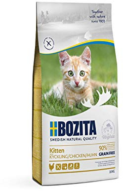Bozita Kitten Getreidefrei Huhn – 10 kg Trockenfutter für junge Katzen & säugende Muttertiere - unterstützt Wachstum & Gesundheit mit 34% Protein- und 20% Fettgehalt - für einen gesunden Magen