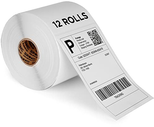 Duronic Thermal Labels LL4X6 (12 Rolls) SFP Seller Fulfilled Prime | 500x Label Roll | 102mmx152mm (6”x4”) | Grade A Adhesive Labels Print Address Labels for Packaging Envelopes | 12 Pack