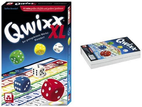NSV - 4022 - QWIXX XL - Würfelspiel & - 4016 - QWIXX ZUSATZBLÖCKE, 2 x 80 Blatt - Würfelspiel
