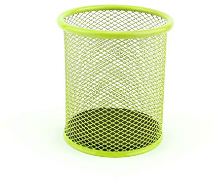 LEVIATAN Metall Stifteköcher - Stiftehalter rund aus Drahtmetall - Mesh Multifunktions Becher für Kugelschreiber - Stifte Halter für Büro/Schule Ø91 mm, Limonenfarben
