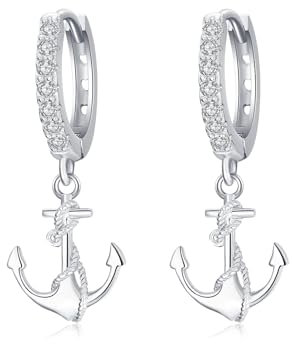 MEDWISE Anker Creolen Ohrringe S925er Sterling Silber Creolen Schmuck Ohrringe für Damen Winzige Creolen für Mädchen Kinder Unisex Geschenk für Frauen Mädchen Freundin Geschenk-Box Weihnachts Geschenk
