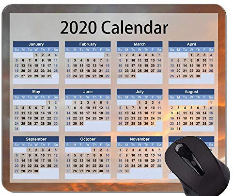 2020 Kalender Hd Font Gaming Mauspad Benutzerdefiniert, Sonnenuntergang Himmel Motto Mauspad mit genähtem Rand