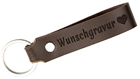 Tidero Schlüsselanhänger Leder mit Wunschgravur personalisiert – personalisierter Wunschtext Gravur individuell – Geschenk Weihnachten für Männer Frauen Name Datum – Handmade in Germany – Dunkelbraun