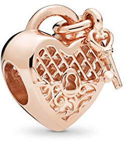 FGT Heart Padlock Love Rose Gold Bead Charm for Bracelets Necklaces Pendants Sterling Silver Gift for Women Lover Valentine Girlfriend Best Friends Wife Sister Daughter Family Birthday Mothers Day