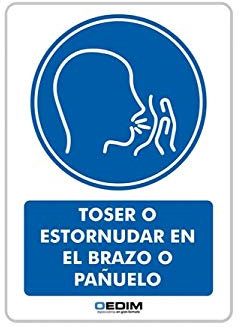 Lot de 5 panneaux de mesures d'hygiène et de sécurité | Toser ou étouffer sur bras, foulard ou main | Plusieurs matériaux |