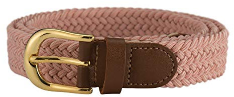 Streeze ceinture élastique pour femmes. 5 tailles. Extensible et tressée. 25 mm de largeur avec boucle en or (Rose, XS)
