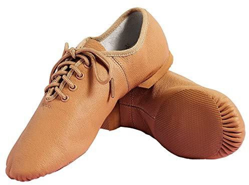 s.lemon Jazzschuhe,Echtes Leder Schnüren Jazz Schuhe für Damen Herren Beige 41