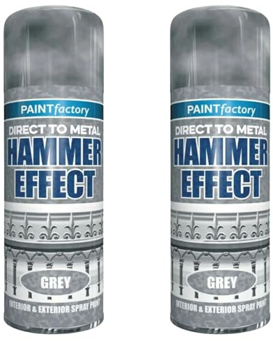 PRICE BEATER Hammer Effect Metal Spray Paint, Grey, Black or Silver, Interior & Exterior Rust Protection Aerosol for Metal, Wood & Plastic, Ideal for Auto, Furniture & Garden Use, 400ml (2 Pcs)