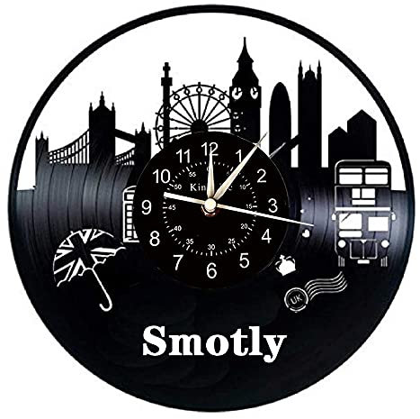 Smotly Wanduhren aus Vinyl, große Uhren mit London-Stadt-Themen-Wanddekoration, für Hauswände.