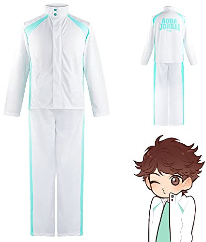 Jiumaocleu Anime Haikyuu!! Cosplay Kostüme Oikawa Tooru Unisex Reißverschluss Sweatshirt Mantel Sweatjacke Hose Set Verkleidung High School Volleyball Uniform für Jungen Mädchen Halloween Outfit