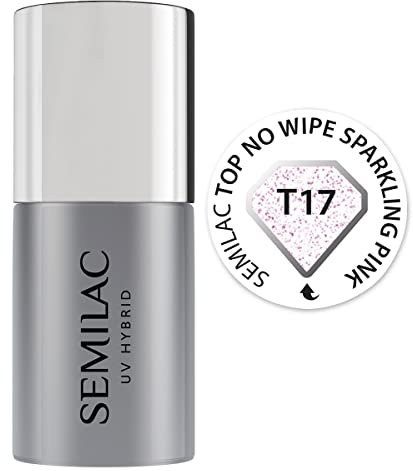 T17 Top Coat für UV-Nagellacke von Semilac Top No Wipe Sparkling Pink 7ml