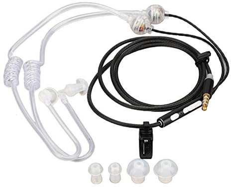 Zunate LC049 Binaurale In-Ear-Luftkanal-Kopfhörer 3,5-mm-Audio-Anti-Strahlungs-Headset, Luftschlauch-Ohrhörer Strahlungsfreie Rauschunterdrückungs-Kopfhörer für Laptop-Tablet(Schwarz)