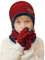 Wintermütze Kinder Schal Handschuhe 3PCs Fleece Gefüttert Beanie Strickmützen Warmem Mütze, Schal & Touchscree Handschuhe-Sets Verdicken Fleece Thermisch für Jungen Mädchen, Weinrot