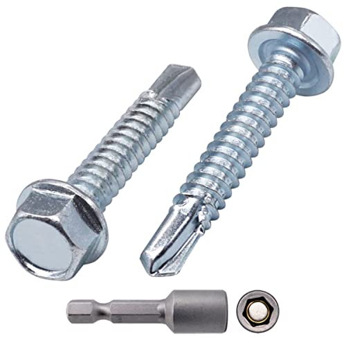SKIR'CO (180 pezzi) DIN 7504 K in acciaio zincato 6,3 x 38 mm, viti autoperforanti, testa esagonale