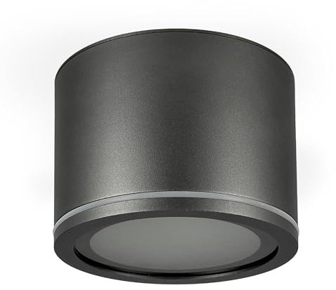 EDO Foco de Techo Superficie IP54 Exterior/Interior UMA Antracita Impermeable 230V - Ø90*60mm Moderna Lámpara de Techo Redonda de Aluminio Baño, Cocina Iluminación, Sin Fuente de Luz GX53