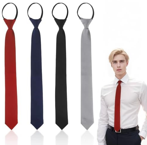 YUFFQOPC 4 Stück Krawatten für Herren, Schmale Herren Krawatten Einfarbig 6cm,Tragbare Männerkrawatte Schlips für Büro Festliche Veranstaltungen Freizeit,DunkelRot Dunkelblau Schwarz Grau