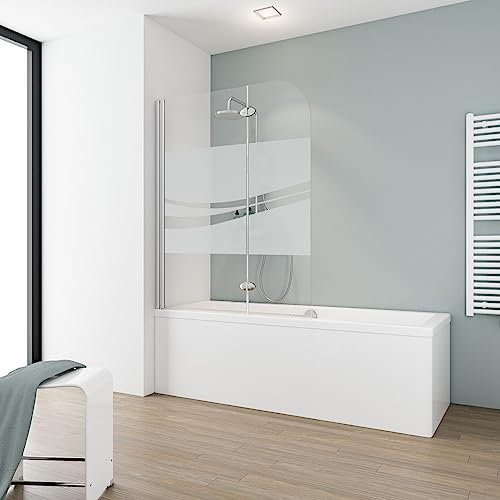 Schulte pare-baignoire 112 x 140 cm, 2 volets (71+41), profilé alu-argenté, écran réversible, 180° contre le mur, montage gauche droite, verre de sécurité 5 mm sérigraphié, joint d'étanchéité