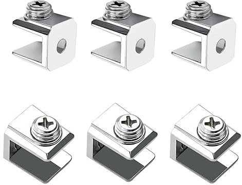 Qrity 16 Pezzi Morsetto di Vetro, Staffe Mensole Vetro in Lega di Zinco, Morsetto Fissa Vetro Regolabile per Vetro di Spessore 3-8MM, con Viti
