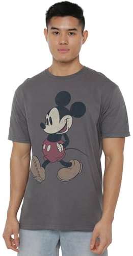 Cotton Soul Mickey Mouse Mickey Mouse & Friends Mickey Wander Mens T Shirt, Charcoal, Small