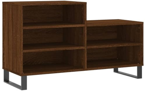 vidaXL Schuhregal, Schuhschrank mit Metallbeinen, Schuhaufbewahrung mit viel Stauraum, Flur Schrank Schuhablage Schuh Organizer, Braun Eichen Optik Holzwerkstoff