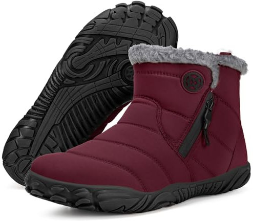 Stivali Donna Barefoot Scarpe Minimaliste Invernali Caldo Inverno Outdoor Scarponcini, Vino Rosso, 40 EU