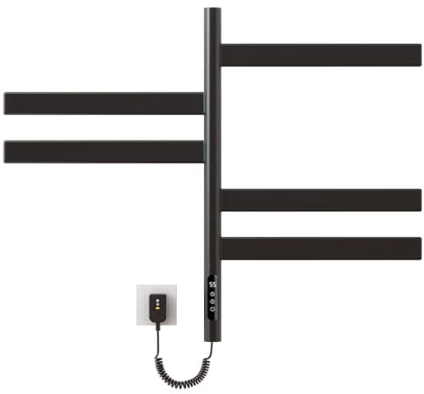 Elektrischer Handtuchtrockner 180° drehbar, Schwarz elektrischer Handtuchhalter, 680 x 450 mm, Handtuchwärmer, elektrischer Handtuchtrockner-Black