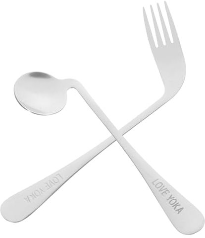 Gatuida Juego De Utensilios Adaptables De 2 Piezas Cuchara En Ángulo De Acero Inoxidable Tenedor Utensilios Ponderados Cubiertos Para Personas Discapacitadas Ayuda Para Personas Mayores