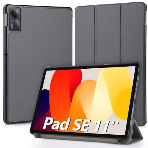 Hianjoo Funda Compatible con Xiaomi Redmi Pad SE 11.0, Funda para Tableta Protectora Delgado Inteligente de Cuero Función de Soporte Carcasa Compatible con Redmi Pad SE, Gris