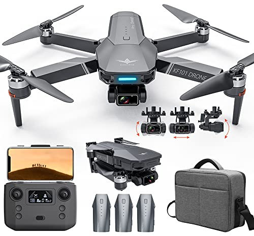 X-Verse KF101 MAX Drone con Telecamera 4K HD, Gimbal a 3 Assi + EIS + Ripetitore, Distanza del Telecomando di 5KM, GPS WiFi Trasmissione Droni Quadcopter, 3 Batterie