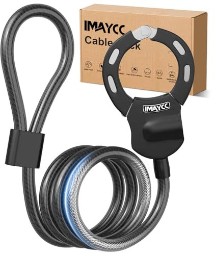 IMAYCC Candado para patinete eléctrico con llave, candado de cable grueso de 14 mm para bicicleta, alta seguridad, 100 cm, antirrobo, para patinete eléctrico, ideal para scooter, bicicleta, cochecito