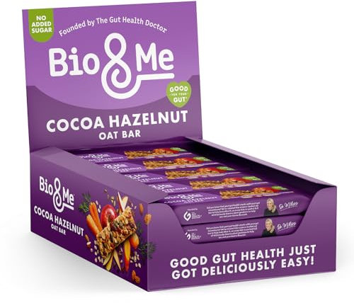 Bio&Me: Cocoa Hazelnut Gut-Loving Oat Bars (18 x 38g) - On-The-Go Snack - Good Gut Health