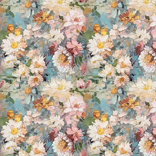 ICYEHAO Selbstklebende Tapete Rosa Blumen,44 x 500cm Bunt Abstrakt Tapete Beige Weiß Blumen Grün Blau Blätter Pflanzen Boho Möbelfolie Selbstklebend für Badezimmer Wohnzimmer Schlafzimmer Küche