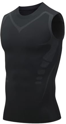 Duneva Abnehmweste, Vitalvest Abnehmweste, Herren KöRperformendes Bauch-Weg Kompressions Shapewear Unterhemd (DE/NL/SE/PL, Alphanumerisch, L, Regular, Regular, Schwarz)