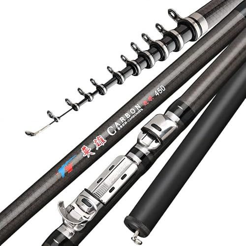 Angelrute 2. 7m 3,6 m 4,5 m 5,4 m 6,3 m 7,2 m Carbon Teleskope Felsfischerstange Ultra -Lichtstange Karpfenfischereisen Reisen Ozeangussgussstange Angelruten(Größe:Rod_2.7 m)