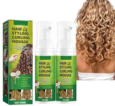 2pcs Mousse coiffante pour boucles, 2pcs*60ml, hair2 | Mousse Coiffante Fluffy Curl, Curl Bouncer, Traitement Hydratant Mousse Coiffante