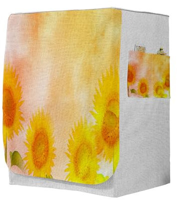 Highdi 3D Funda de Lavadora Cubierta, Secadoras de Carga Frontal Protector Exterior Cubierta a Prueba de Polvo (Capacidad S 6~7,5kg,Girasol 7)