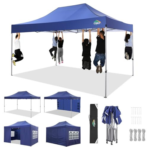 COBIZI 3x4,5 Pavillon Faltpavillon 3x4,5 Wasserdicht Stabil Winterfest 3.0, Gartenpavillon UV Schutz mit 4 Seitenteilen Festival Partyzelt Sonnenschutz Pavillon, Navy blau