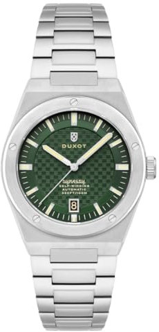 DUXOT Bastia Automatikuhr für Herren, 40 mm, mit massivem Edelstahlarmband, DX-2068, Elite-Grün