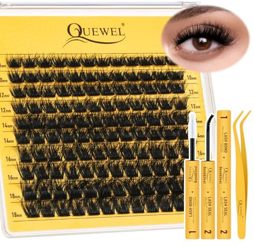 QUEWEL Kit-Extension-Cils 3D Effect Extension Cils 120 PCS Fluffy Faux Cils Mix 10-18mm Cils with Colle Extension Cils and Pince Faux Cils (3D Cloud A kit)