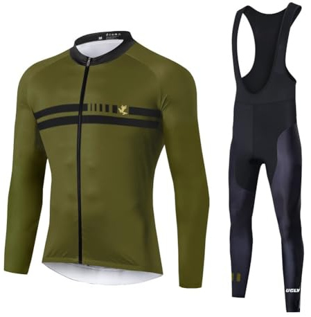 UGLY FROG Abbigliamento Ciclismo da Uomo,Maglia Manica Lunga+Pantaloni Lunghi,Cuscino Gel 20D,Moda Set Completo,Sportivo per Bicicletta