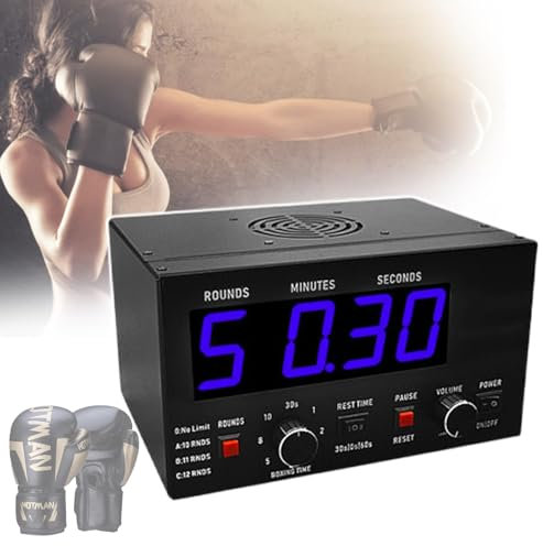 VoOqo Minuteur de Gymnastique Professionnel, Minuteur D'intervalle de Boxe Classique avec Affichage LED, Buzzer Réglable, Chronomètre, Temps D'entraînement Sélectionnable Et Répétitions de Cycle Blue