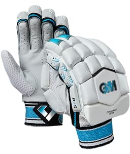 Gunn & Moore GM | Cricket Batting Gloves | Ben Stokes Diamond 606 | Sleek Back of Hand Shape | Calf Leather Palm | 1 Pair