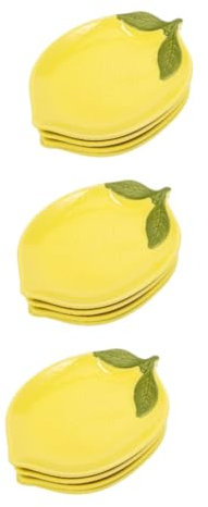 OKUMEYR 12 Stk Zitronengeschirr Gericht Aus Getrockneten Früchten Teller in Fruchtform Zitronenförmige Schale Zitronen-dessertschale Zitronen Salatschüssel Zitronenschale Yellow Keramik
